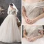 Charming Champagne Wedding Dresses 2019 Ball Gown Off-The-Shoulder Short Sleeve Backless Glitter Tulle Sequins Beading Cathedral Train Ruffle