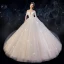 Chic / Belle Ivoire Robe De Mariée 2019 Robe Boule De l'épaule Manches Courtes Dos Nu Glitter Tulle Perlage Royal Train Volants