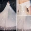 Chic / Belle Ivoire Robe De Mariée 2019 Robe Boule De l'épaule Manches Courtes Dos Nu Glitter Tulle Perlage Royal Train Volants