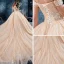 Élégant Champagne Robe De Mariée 2019 Robe Boule De l'épaule Manches Courtes Dos Nu Glitter Tulle Appliques En Dentelle Perlage Cathedral Train Volants