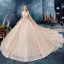 Sparkly Champagne Wedding Dresses 2019 Ball Gown Off-The-Shoulder Short Sleeve Backless Glitter Tulle Appliques Lace Beading Royal Train Ruffle