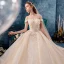 Sparkly Champagne Wedding Dresses 2019 Ball Gown Off-The-Shoulder Short Sleeve Backless Glitter Tulle Appliques Lace Beading Royal Train Ruffle