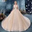 Sparkly Champagne Wedding Dresses 2019 Ball Gown Off-The-Shoulder Short Sleeve Backless Glitter Tulle Appliques Lace Beading Royal Train Ruffle