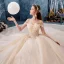 Sparkly Champagne Wedding Dresses 2019 Ball Gown Off-The-Shoulder Short Sleeve Backless Glitter Tulle Appliques Lace Beading Royal Train Ruffle