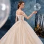 Sparkly Champagne Wedding Dresses 2019 Ball Gown Off-The-Shoulder Short Sleeve Backless Glitter Tulle Appliques Lace Beading Royal Train Ruffle