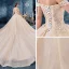 Sparkly Champagne Wedding Dresses 2019 Ball Gown Off-The-Shoulder Short Sleeve Backless Glitter Tulle Appliques Lace Beading Royal Train Ruffle
