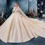 Best Champagne Wedding Dresses 2019 Ball Gown Spaghetti Straps Off-The-Shoulder Short Sleeve Backless Glitter Tulle Appliques Lace Beading Royal Train Ruffle