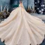 Best Champagne Wedding Dresses 2019 Ball Gown Spaghetti Straps Off-The-Shoulder Short Sleeve Backless Glitter Tulle Appliques Lace Beading Royal Train Ruffle