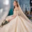 Best Champagne Wedding Dresses 2019 Ball Gown Spaghetti Straps Off-The-Shoulder Short Sleeve Backless Glitter Tulle Appliques Lace Beading Royal Train Ruffle