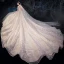 Sparkly Champagne See-through Wedding Dresses 2019 Ball Gown High Neck Cap Sleeves Backless Glitter Sequins Tulle Beading Royal Train Ruffle