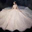 Sparkly Champagne See-through Wedding Dresses 2019 Ball Gown High Neck Cap Sleeves Backless Glitter Sequins Tulle Beading Royal Train Ruffle