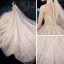 Sparkly Champagne See-through Wedding Dresses 2019 Ball Gown High Neck Cap Sleeves Backless Glitter Sequins Tulle Beading Royal Train Ruffle