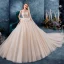 Chic / Beautiful Champagne Wedding Dresses 2019 Ball Gown Spaghetti Straps Sleeveless Backless Glitter Tulle Appliques Lace Chapel Train Ruffle