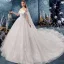 Schöne Ivory / Creme Brautkleider / Hochzeitskleider 2019 A Linie Off Shoulder Schleife Kurze Ärmel Rückenfreies Applikationen Spitze Kathedrale Schleppe Rüschen
