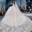 Schöne Ivory / Creme Brautkleider / Hochzeitskleider 2019 A Linie Off Shoulder Schleife Kurze Ärmel Rückenfreies Applikationen Spitze Kathedrale Schleppe Rüschen