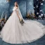 Schöne Ivory / Creme Brautkleider / Hochzeitskleider 2019 A Linie Off Shoulder Schleife Kurze Ärmel Rückenfreies Applikationen Spitze Kathedrale Schleppe Rüschen