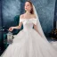 Schöne Ivory / Creme Brautkleider / Hochzeitskleider 2019 A Linie Off Shoulder Schleife Kurze Ärmel Rückenfreies Applikationen Spitze Kathedrale Schleppe Rüschen