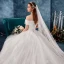 Schöne Ivory / Creme Brautkleider / Hochzeitskleider 2019 A Linie Off Shoulder Schleife Kurze Ärmel Rückenfreies Applikationen Spitze Kathedrale Schleppe Rüschen