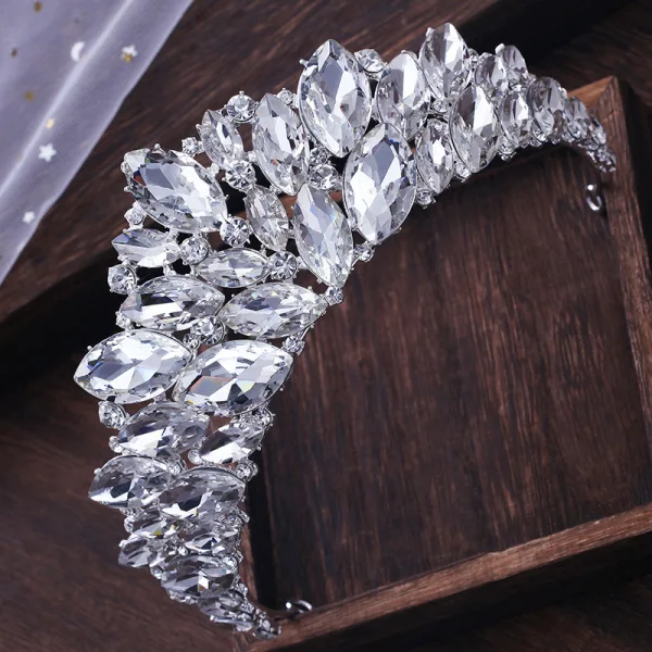 Luxury / Gorgeous Silver Rhinestone Tiara Wedding Accessories 2019 Bridal Hair Accessories