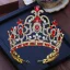 Luxury / Gorgeous Gold Tiara Red Rhinestone Pearl Metal Accessories 2019 Bridal Hair Accessories