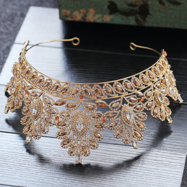 Chic / Belle Doré Faux Diamant Tiare Accessorize 2019 Accessoire Cheveux Mariage