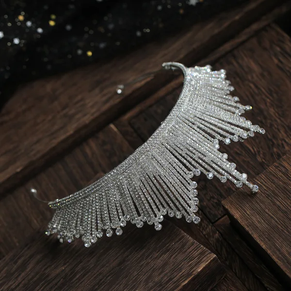 Klassisk Sølv Rhinestone Tiara Bryllup Tilbehør 2019 Har Tilbehor