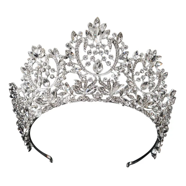 Vintage / Retro Silver Rhinestone Tiara Wedding Accessories 2019 Bridal Hair Accessories