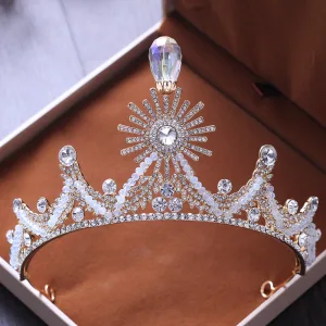 Snygga Fina Silver Rhinestone Beading Tiara Bröllop Tillbehör 2019