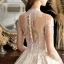 High End Ivory / Creme Durchsichtige Brautkleider / Hochzeitskleider 2019 Ballkleid Stehkragen 3/4 Ärmel Glanz Tülle Handgefertigt Perlenstickerei Pailletten Kathedrale Schleppe Rüschen