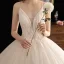 Luxury / Gorgeous Champagne Wedding Dresses 2019 Ball Gown Deep V-Neck Spaghetti Straps Sleeveless Backless Beading Glitter Appliques Lace Cathedral Train Ruffle