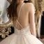 Luxury / Gorgeous Champagne Wedding Dresses 2019 Ball Gown Deep V-Neck Spaghetti Straps Sleeveless Backless Beading Glitter Appliques Lace Cathedral Train Ruffle