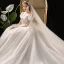 Vintage / Retro Ivory Wedding Dresses 2019 Princess Scoop Neck Puffy Short Sleeve Backless Chapel Train Ruffle