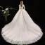 Schlicht Ivory / Creme Durchsichtige Brautkleider / Hochzeitskleider 2019 Ballkleid Eckiger Ausschnitt 1/2 Ärmel Rückenfreies Stoffgürtel Kathedrale Schleppe Rüschen