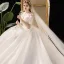 Schlicht Ivory / Creme Durchsichtige Brautkleider / Hochzeitskleider 2019 Ballkleid Eckiger Ausschnitt 1/2 Ärmel Rückenfreies Stoffgürtel Kathedrale Schleppe Rüschen