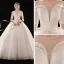 Schlicht Ivory / Creme Durchsichtige Brautkleider / Hochzeitskleider 2019 Ballkleid Eckiger Ausschnitt 1/2 Ärmel Rückenfreies Stoffgürtel Kathedrale Schleppe Rüschen