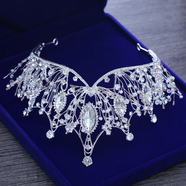 Snygga / Fina Silver Tiara Metall Beading Kristall Rhinestone Brud Huvudbonad 2019