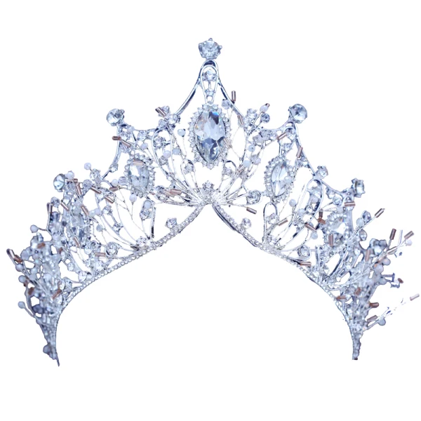 Snygga / Fina Silver Tiara Metall Beading Kristall Rhinestone Brud Huvudbonad 2019