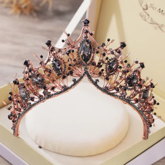 Vintage Retro Baroque Black Tiara Bridal Hair Accessories 2019 Metal Beading Rhinestone Wedding Accessories