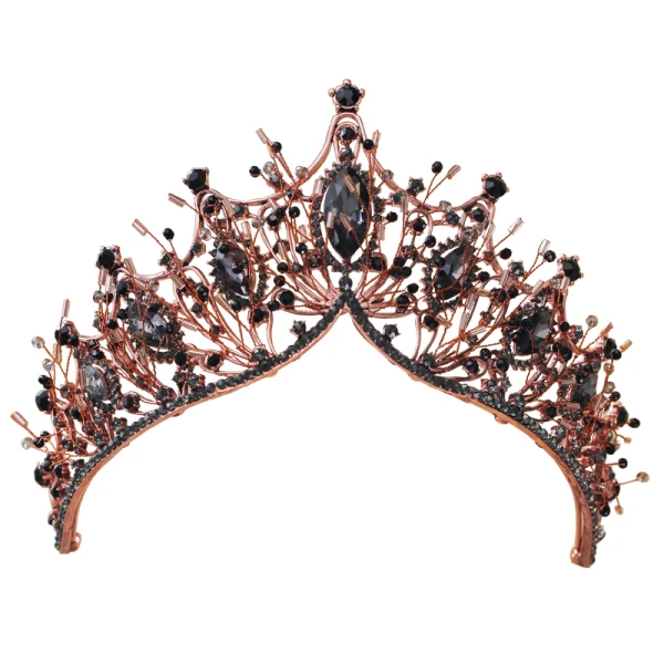 Vintage Barokk Svart Tiara Har Tilbehor 2019 Metall Beading Rhinestone Bryllup Tilbehør