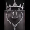 Chic / Beautiful Gold Tiara Necklace Earrings Bridal Jewelry 2019 Metal Beading Crystal Rhinestone Wedding Accessories