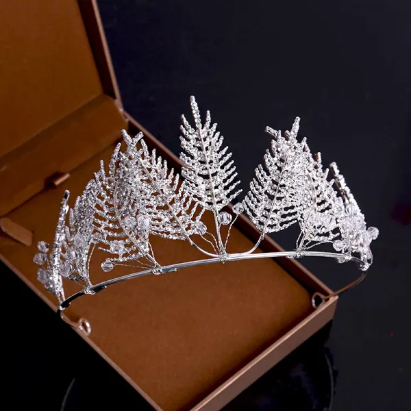 Najpiękniejsze / Ekskluzywne Srebrny Rhinestone Kryształ Tiara 2019 Metal Ozdoby Do Włosów Ślubne