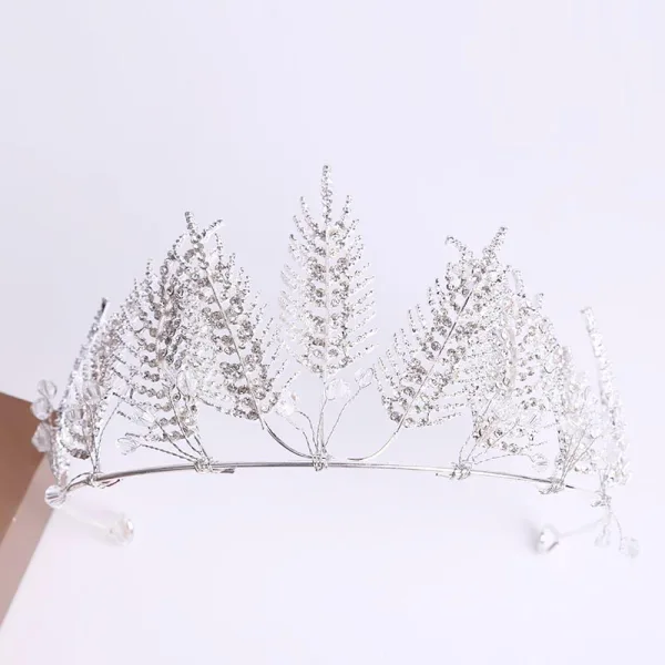 Najpiękniejsze / Ekskluzywne Srebrny Rhinestone Kryształ Tiara 2019 Metal Ozdoby Do Włosów Ślubne