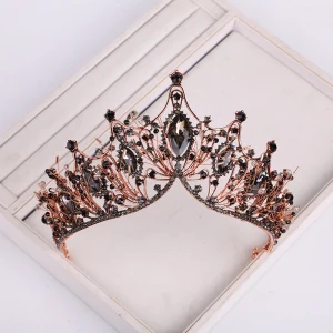 Vintage Barokowy Czarne Tiara 2019 Metal Frezowanie Rhinestone Ozdoby Do Włosów Ślubne