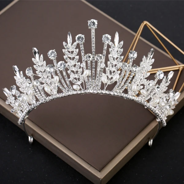 Abordable Doré Tiare Accessoire Cheveux Mariage 2019 Métal Perlage Cristal Perle Faux Diamant Mariage Accessorize