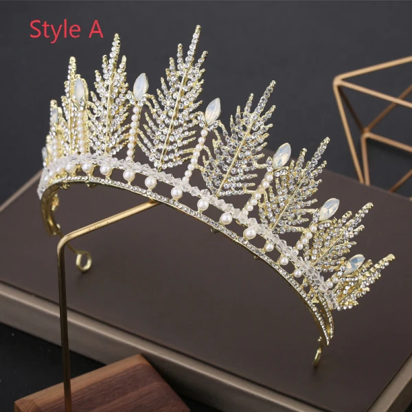 Abordable Doré Tiare Accessoire Cheveux Mariage 2019 Métal Perlage Cristal Perle Faux Diamant Mariage Accessorize