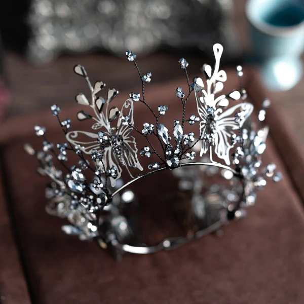 Vintage / Retro Baroque Black Bridal Jewelry 2019 Metal Butterfly Tiara Headpieces Tassel Earrings Beading Accessories