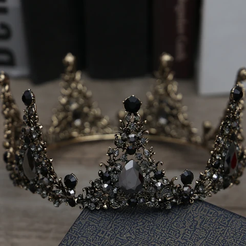 Vintage Barocke Schwarz Brautschmuck 2019 Metall Diadem Quaste Ohrringe Strass Hochzeit Brautaccessoires