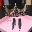 Vintage Barokowy Czarne Biżuteria Ślubna 2019 Metal Tiara Kutas Kolczyki Rhinestone Ślub Akcesoria