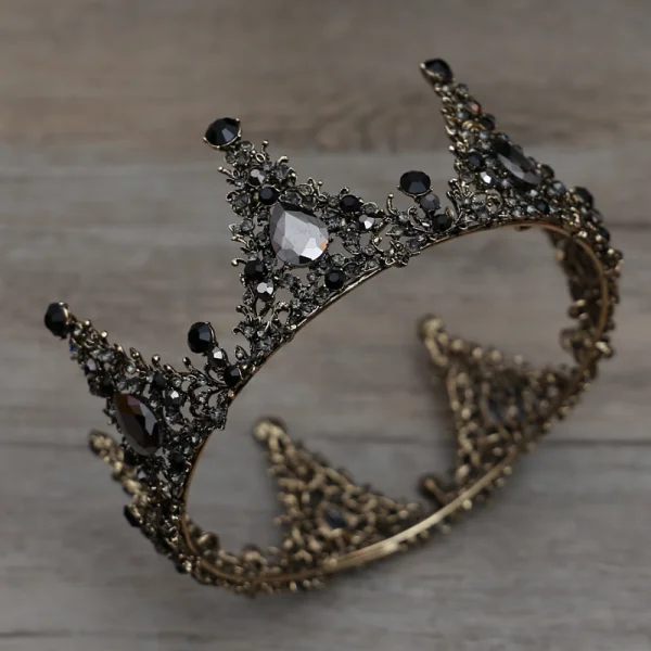 Vintage Barokowy Czarne Biżuteria Ślubna 2019 Metal Tiara Kutas Kolczyki Rhinestone Ślub Akcesoria
