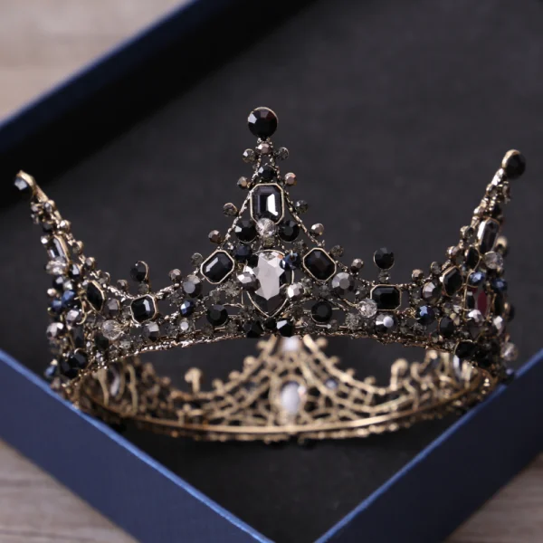 Vintage Barokowy Czarne Biżuteria Ślubna 2019 Metal Tiara Kutas Kolczyki Rhinestone Ślub Akcesoria
